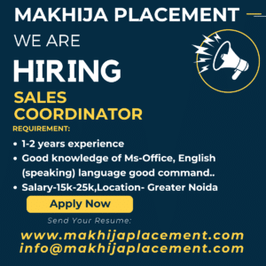 Urgent Hiring Sales coordinator Job in Noida