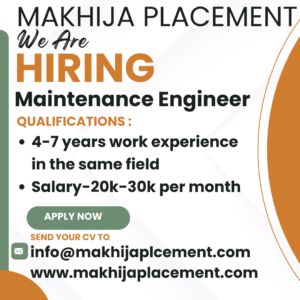 Urgent Hiring Maintenance Engineer Job in Faridabad